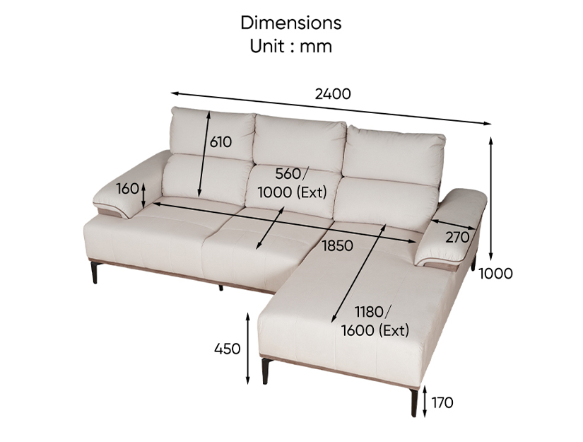 Duke Sofa dimensions