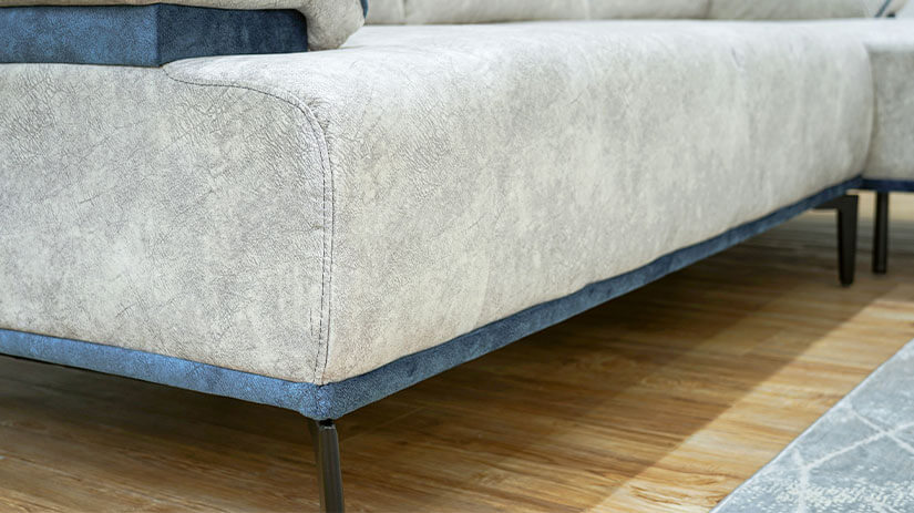 Upholstered in soft & smooth marble velvet. Gorgeous sheen & texture. Reflects light beautifully.