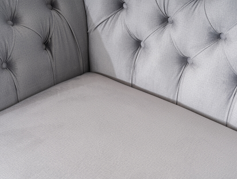 Shimmering buttery soft Kisa Velvet upholstery. Water & stain resistant. Exudes a beautiful sheen.