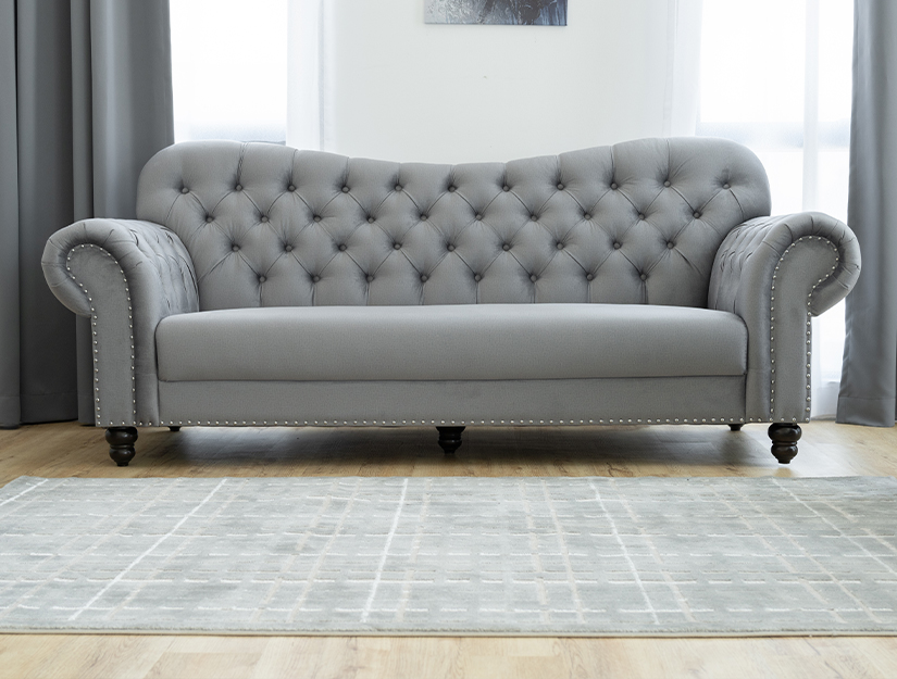 Beautiful camelback design for a touch of sophistication. Unique spin on the iconic Chesterfield.