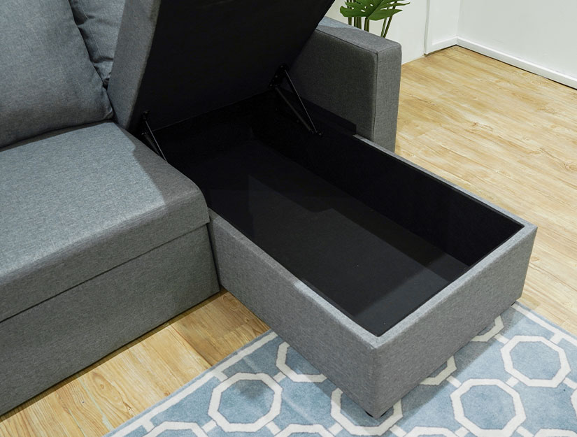 Deep storage space with solid black base.