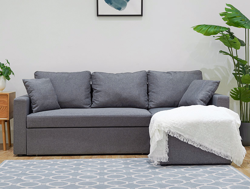 L shape sofa bed. Minimalist design.