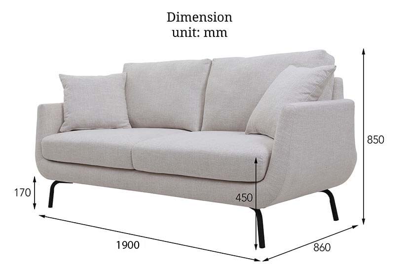 The dimensions of the Harold 3 Seater fabric sofa exclusive to bedandbasics.sg. Shop living room furniture and sofas online in Singapore (SG) today!