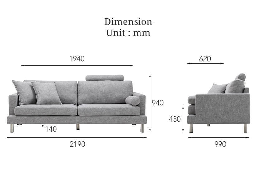 The dimensions of the Hyde 3 Seater fabric sofa exclusive to bedandbasics.sg. Shop living room furniture online in Singapore (SG) today!