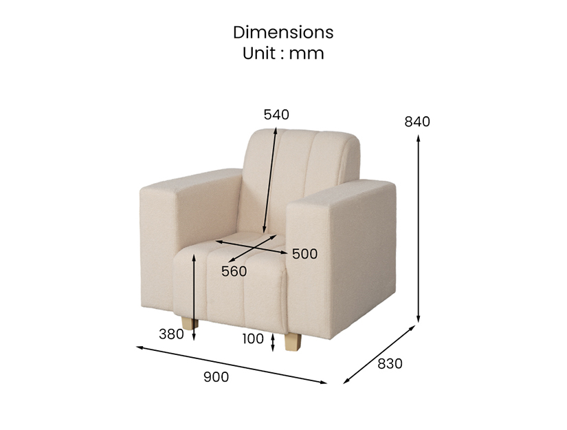 The dimensions of the Marge Armchair