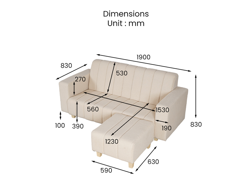 The dimensions of the Marge L Shaped Sofa