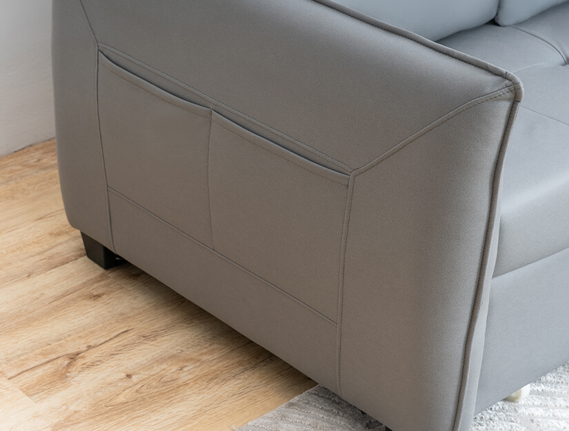 Padded armrests with elegant, piped edges.