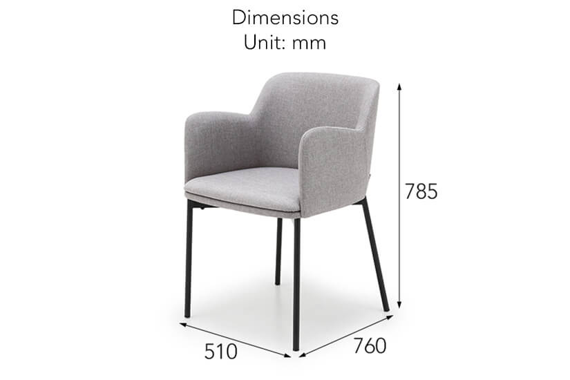 The dimensions of the Nearl Armchair.