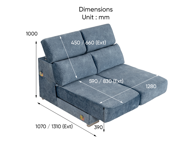 The Reagan Armless Chair dimensions.