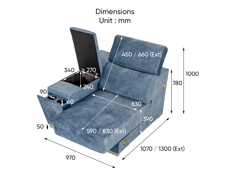 The sofa dimensions