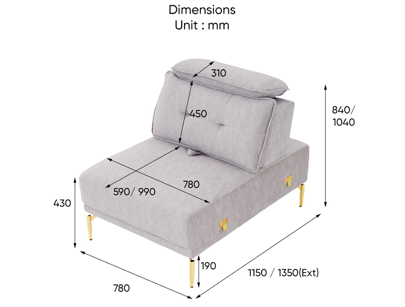 The dimensions of the Rex Sliding Armless Chair (Pet-Friendly). 