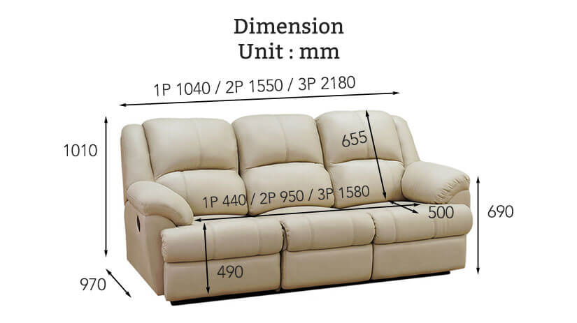 Roosevelt sofa side view dimensions