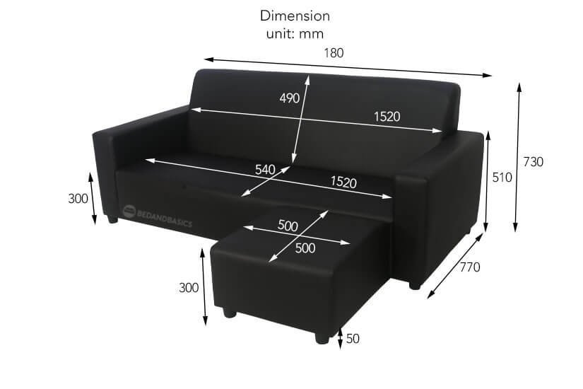 The dimensions of the Tess Corner Sofa in Singapore (SG).