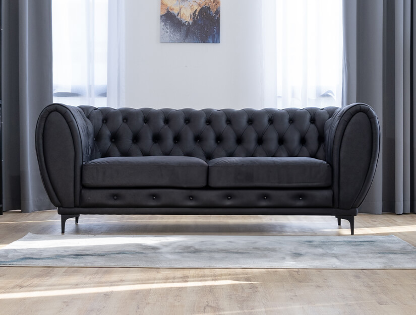 A contemporary twist on the classic Victorian Chesterfield sofa. Timeless sophistication.