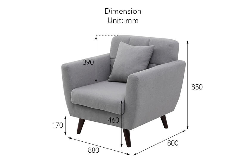 The dimensions of the Willow armchair available online at bedandbasics.sg in Singapore.