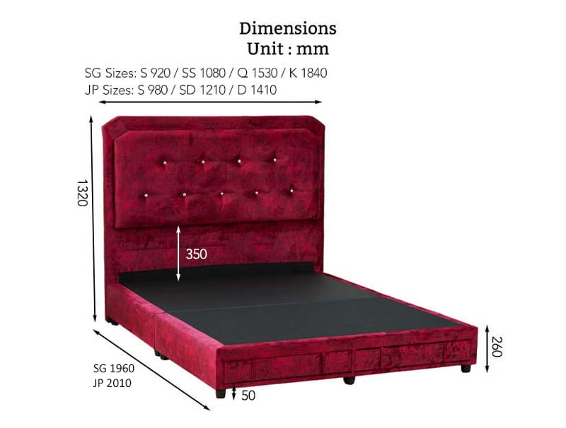 Hannah Drawer Bed Dimensions