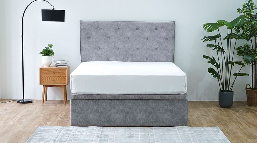 Add an elegant flair to your bedroom with this minimalist bed frame. 