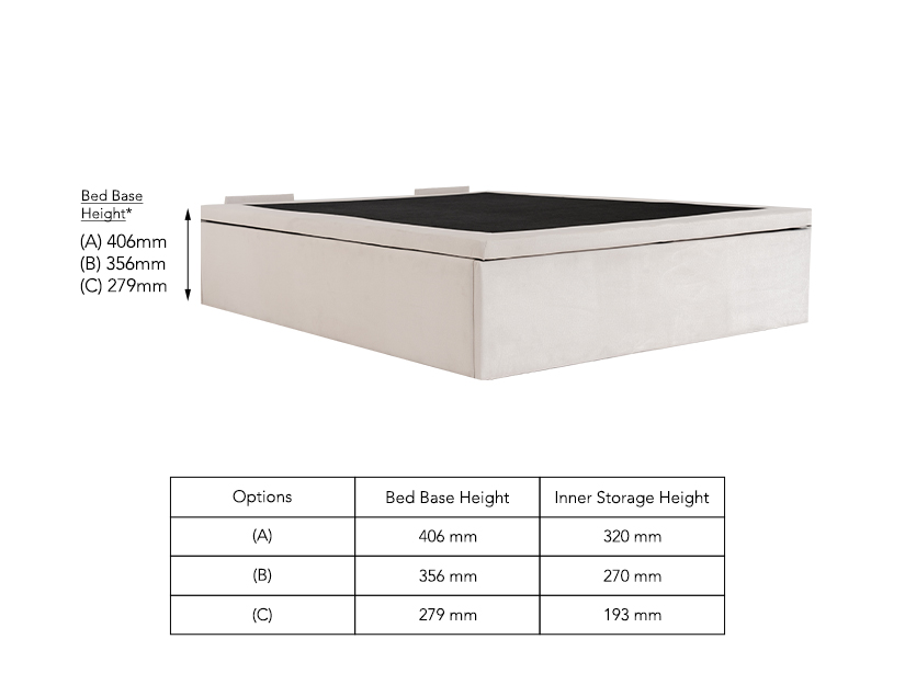 The dimensions of the Lucy Storage Bed Frame (Kisa Velvet)