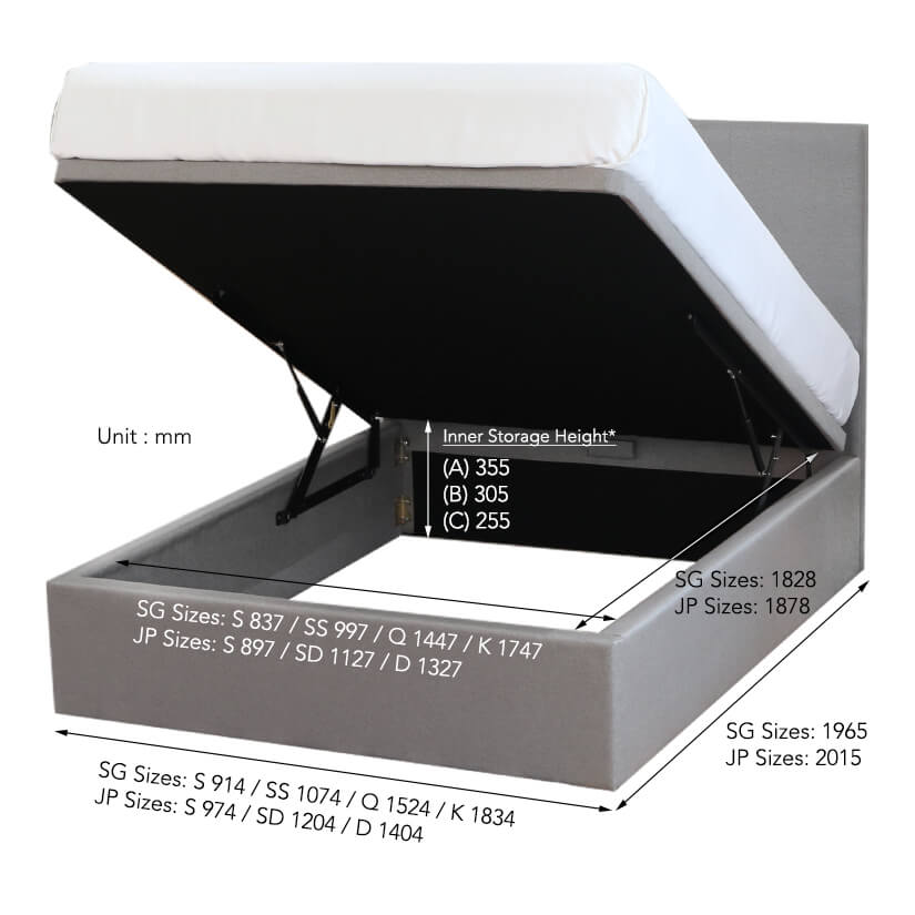 Noah Storage Bed Frame dimensions.