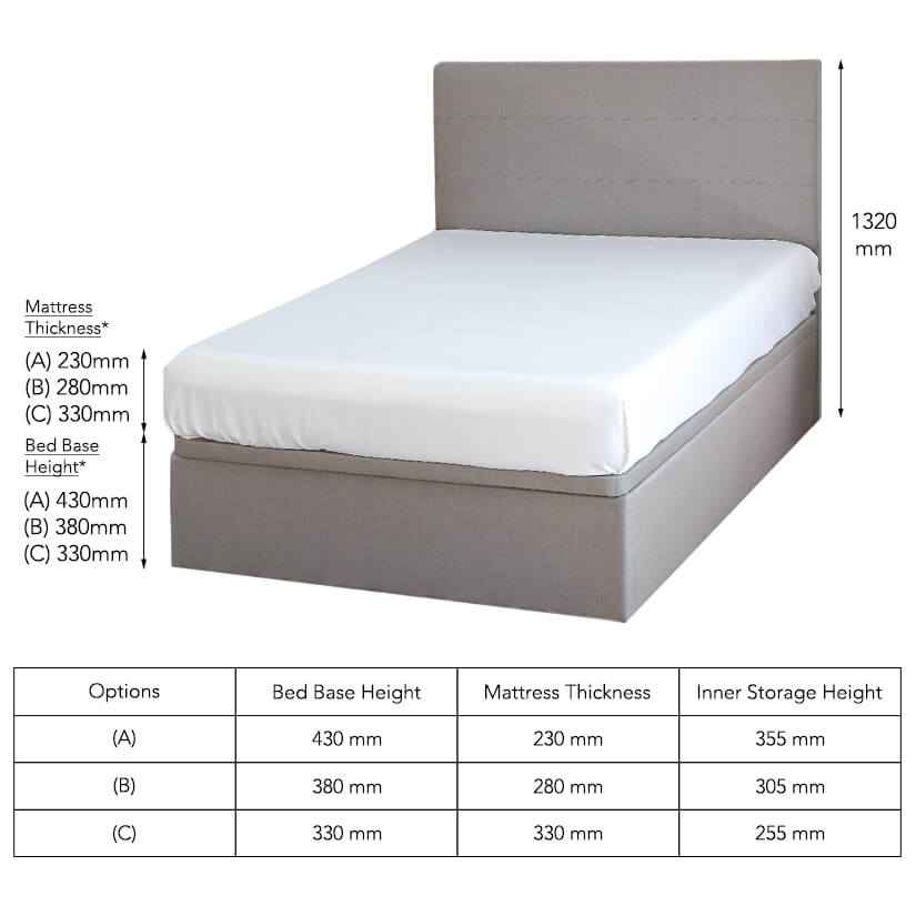 Noah Storage Bed Frame mattress fit.