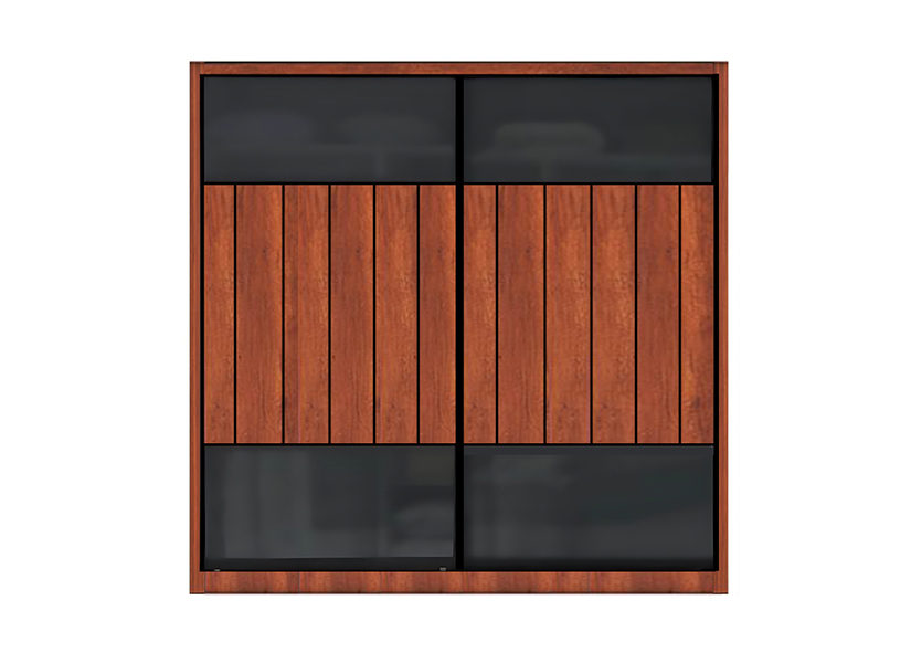 Straight, sleek lines. Elegant minimalist design. 2 door wardrobe with sliding doors.