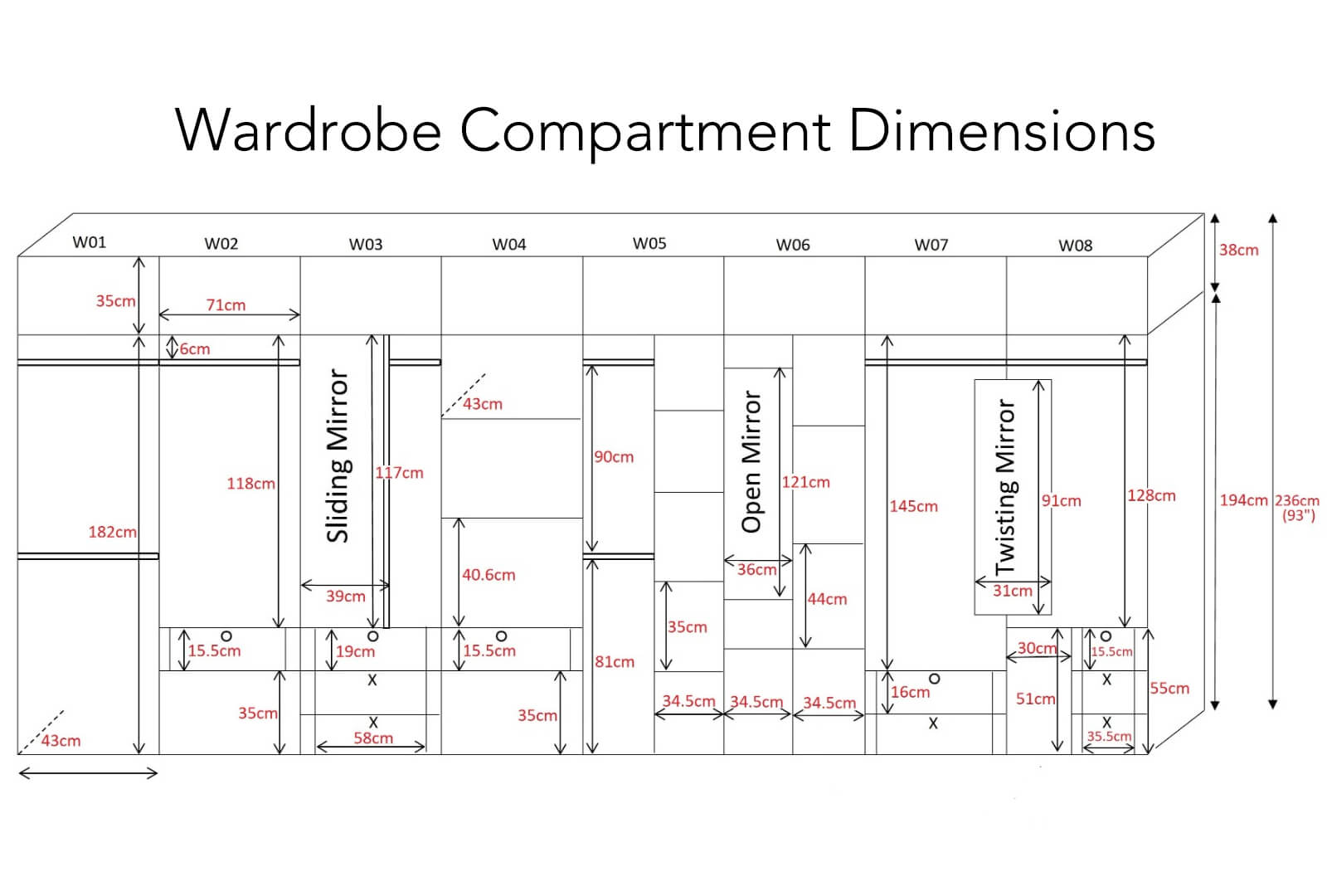 Hamilton Modular Wardrobe Dimensions