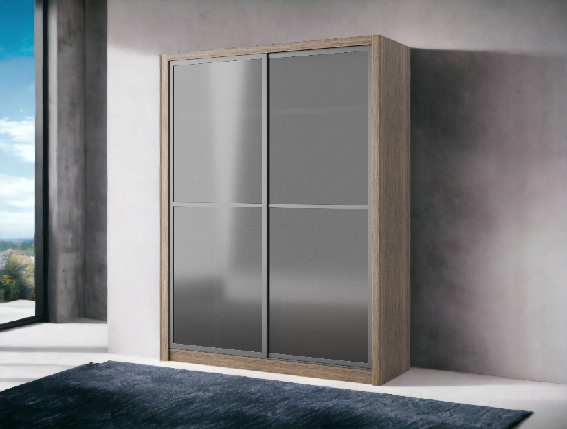 Contemporary modern design. Premium wardrobe with glass doors. 2 door wardrobe with sliding doors.
