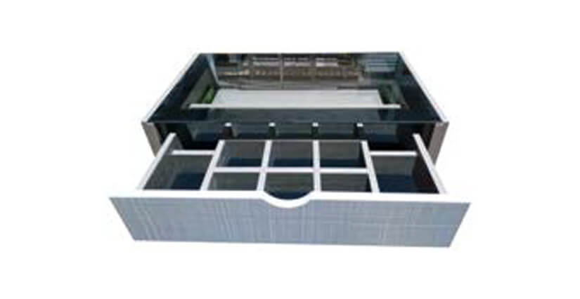 BAT26 compartment comes with a jewellery drawer with glass top.