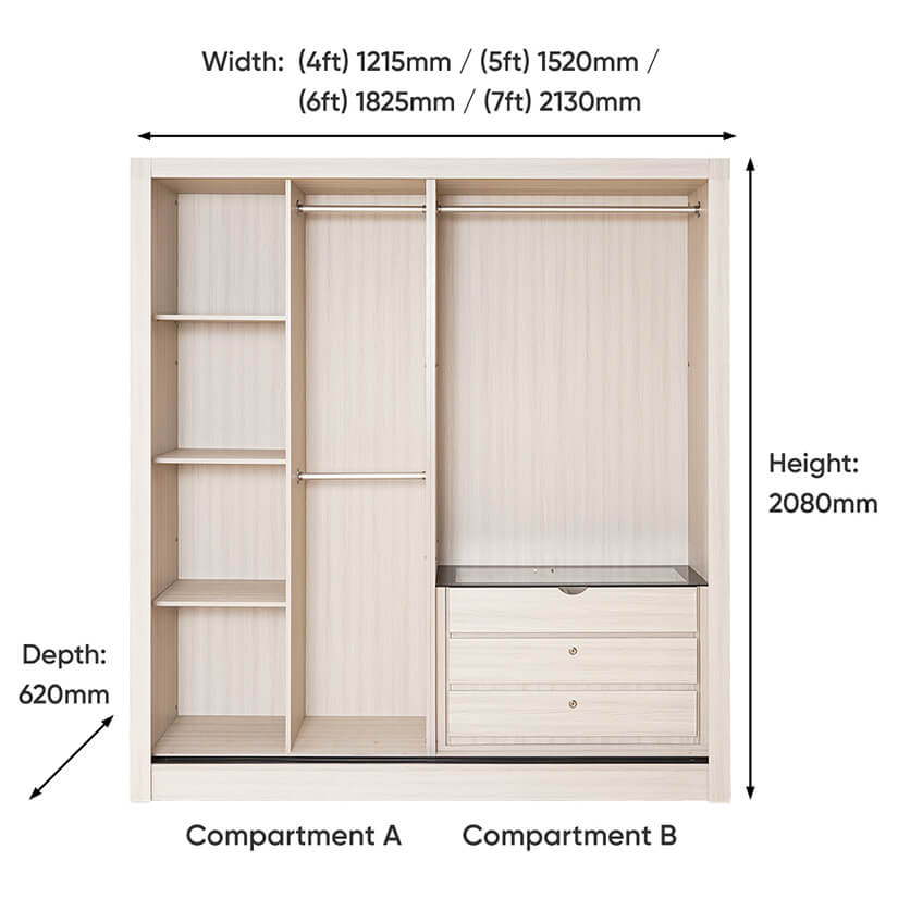 Wardrobe without top compartment