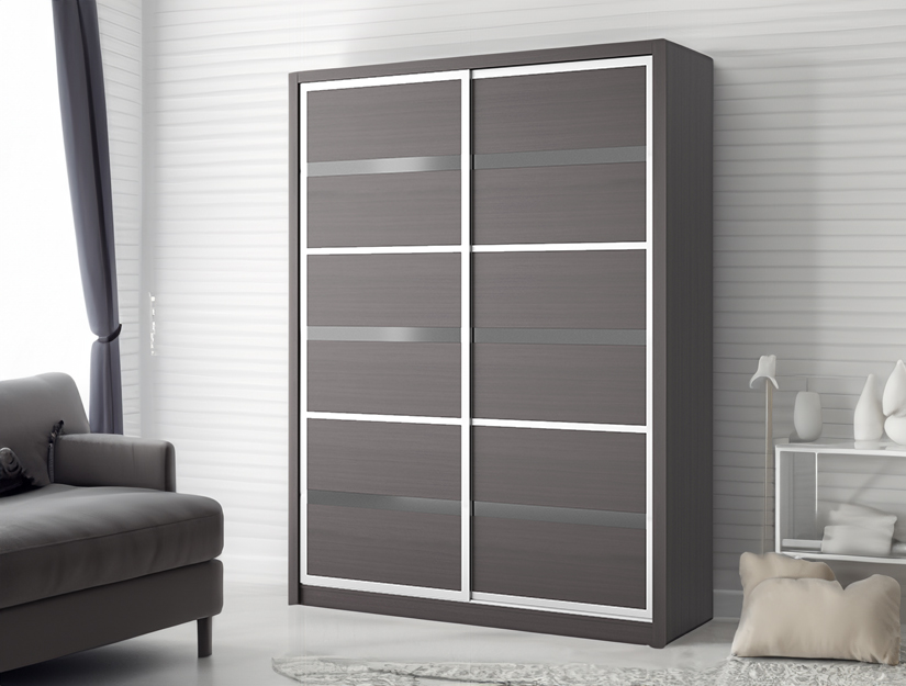 Sleek & minimalist wooden wardrobe. 2 door wardrobe with sliding doors. 