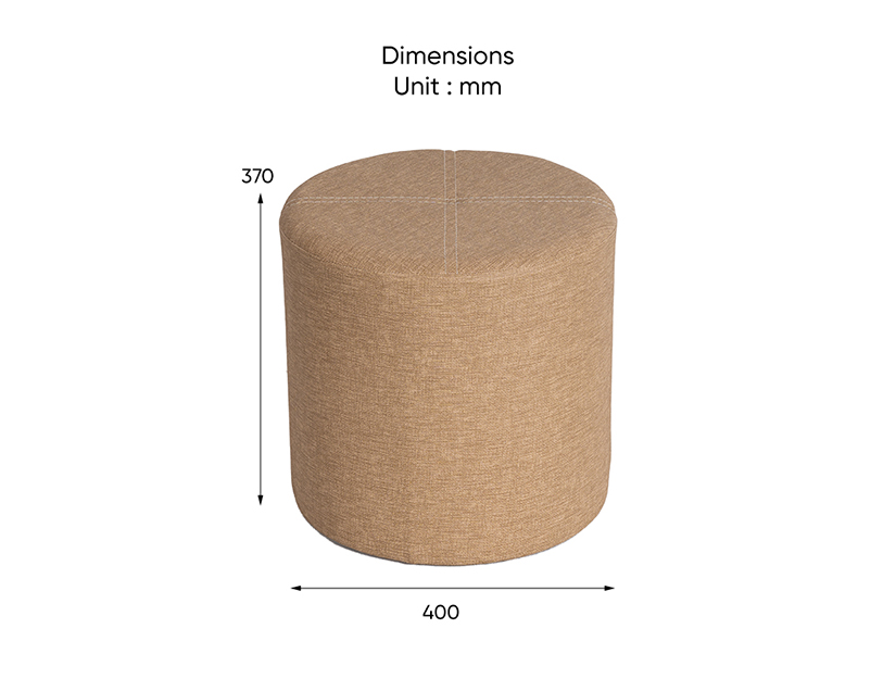 The dimensions of the Ino Fabric Stool.