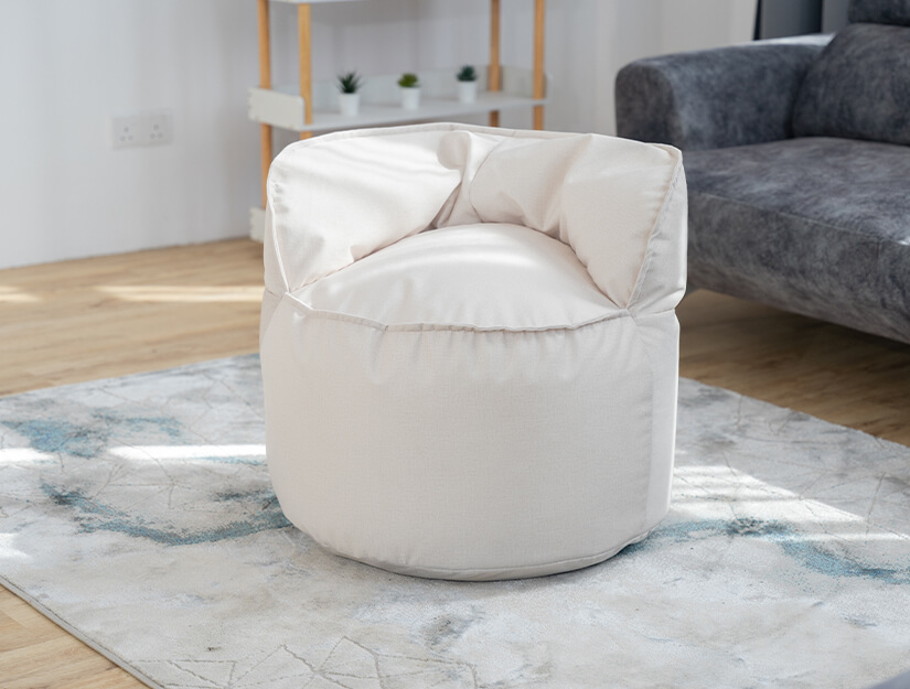 Comfy bean bag stool. Versatile design. Compact size.