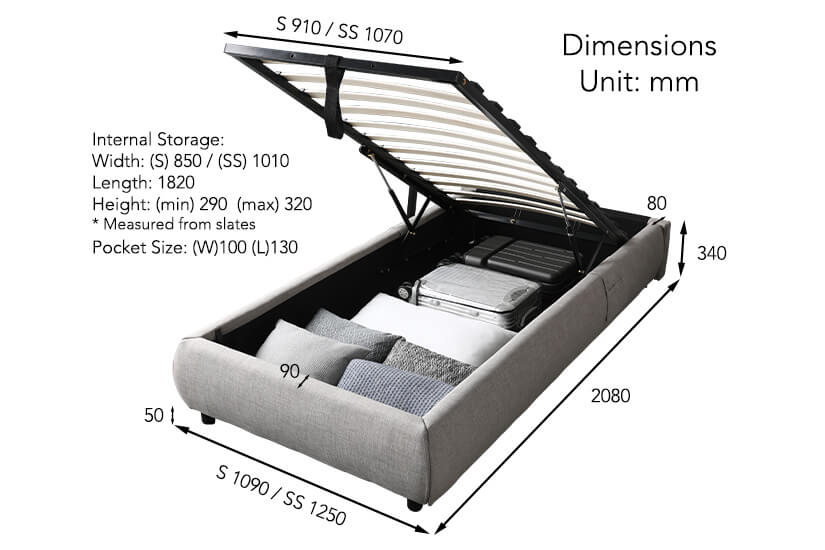 Maximum weight capacity of bedframe- 120 Kg (Single and Super Single sizes)