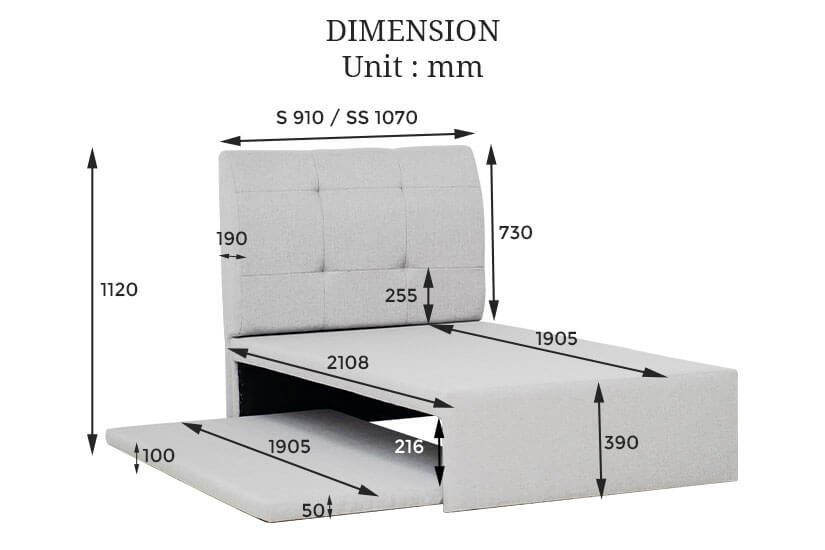 dimensions of the holmvam pull-out bed