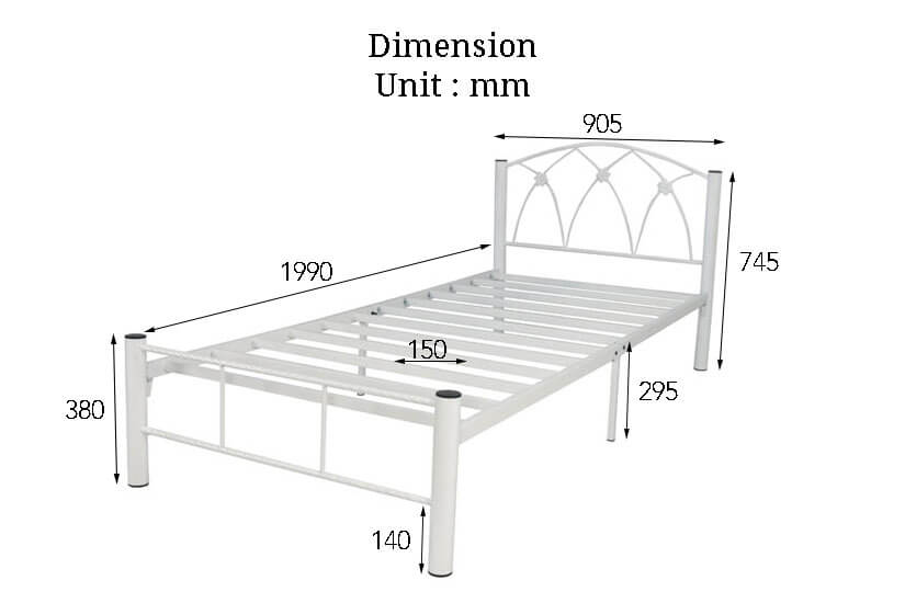 Jamila Metal Bed Frame Single Size, Bed Frame Dimensions