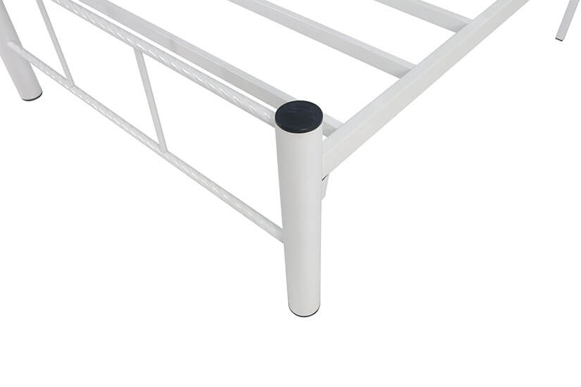 Strong and sturdy white metal legs with plastic caps to prevent floor scratches.