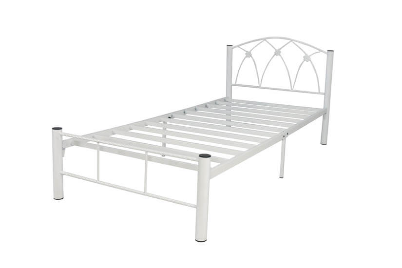 Available in Glossy white color, Jamila Metal Bed Frame will be a stylish additional to your bedroom.