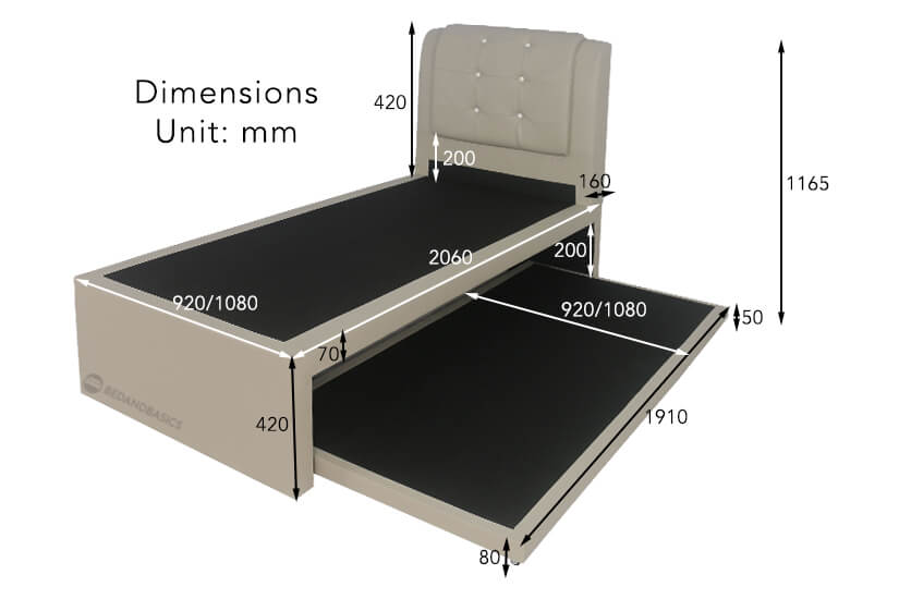 The dimensions of the Kaiben Bed Frame.
