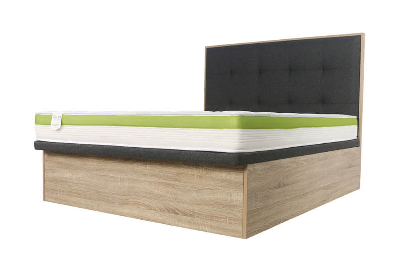 The bed frame’s wood texture adds a touch of nature to the bed frame design.