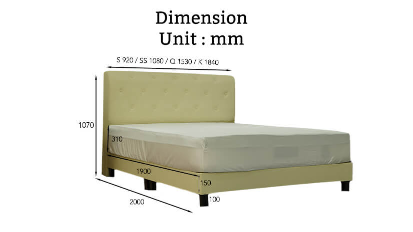 The dimensions of the Mira Bed Frame.