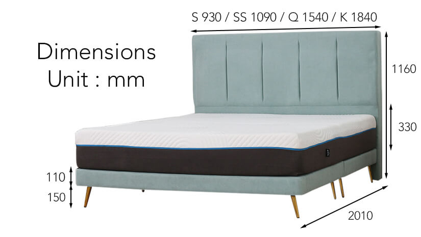 The dimensions of the Tiffany Divan Bed Frame.