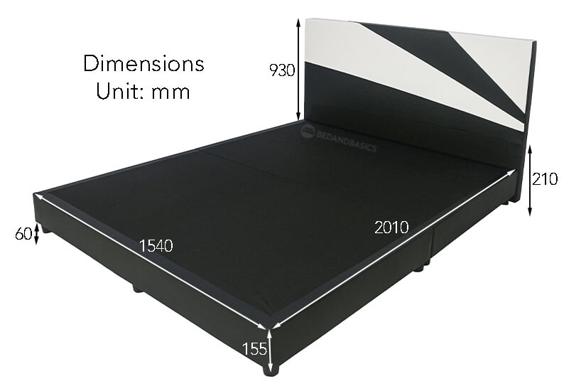 The dimensions of the Zephyr Bed Frame online in Singapore (SG).